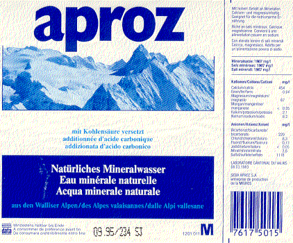 Label of Aproz