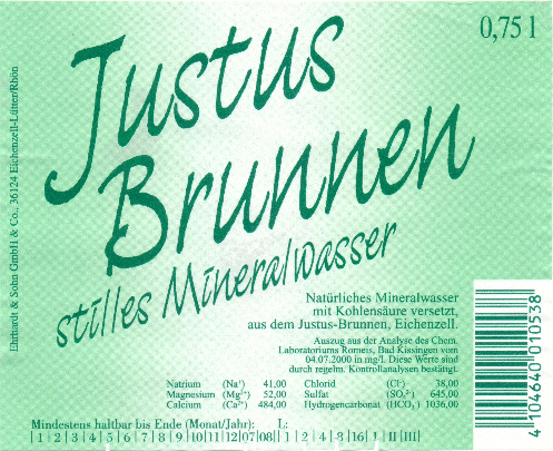 Label of Justus Brunnen 1 (old)
