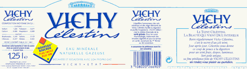 Label of Vichy Clestins
