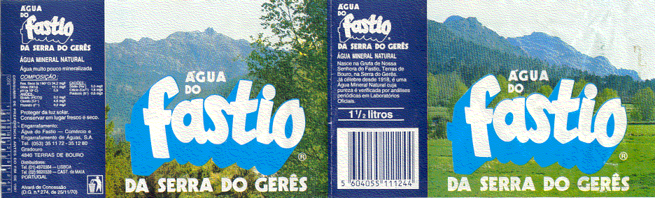 Label of Agua do Fastio