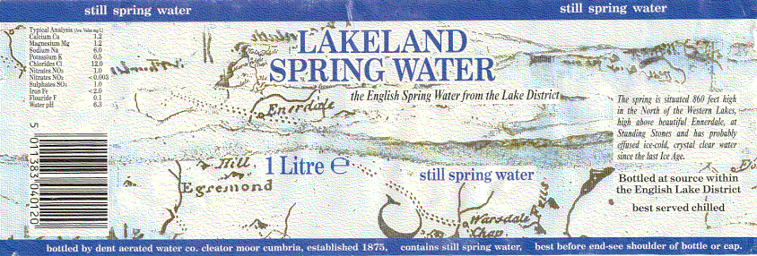 Label of Lakeland Spring Water